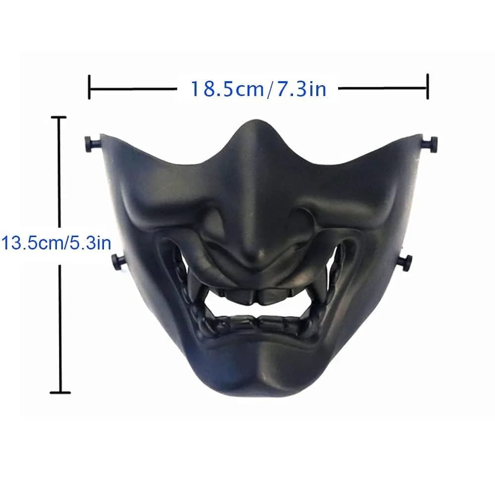 MTGHYARE Tactical Half Face Mask Black | Evil Demon Hannya Samurai Oni Airsoft Protective Mask for CS Game - view 7