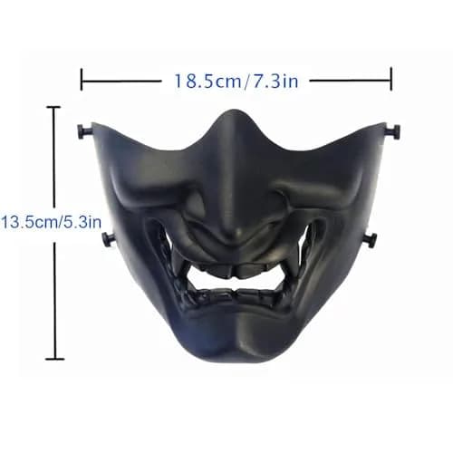MTGHYARE Tactical Half Face Mask Black | Evil Demon Hannya Samurai Oni Airsoft Protective Mask for CS Game thumbnail 7