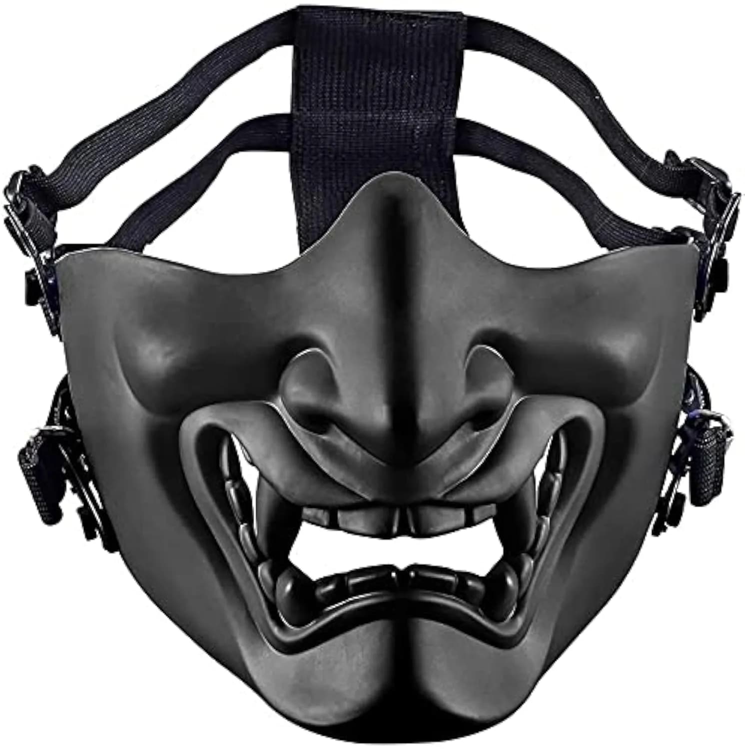 MTGHYARE Tactical Half Face Mask Black | Evil Demon Hannya Samurai Oni Airsoft Protective Mask for CS Game - view 2