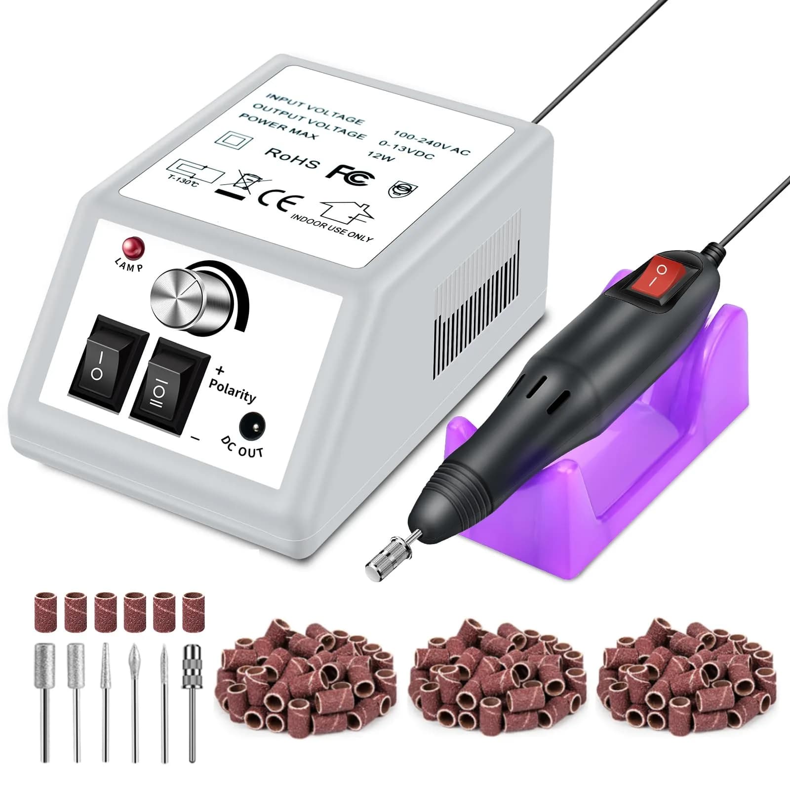 LAVAED Professional Nail Drill Electric File Kit - Pale Grey, Low Noise & Vibration, 20,000 RPM - main product image