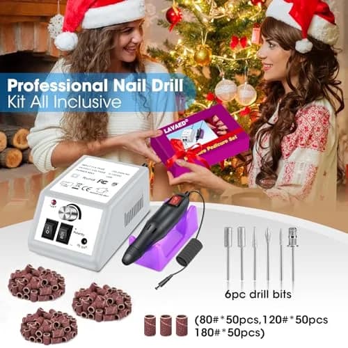 LAVAED Professional Electric Nail Drill Machine Kit 20000 RPM (165 Piece Set) | Low Noise Vibration for Acrylics & Pedicure thumbnail 6