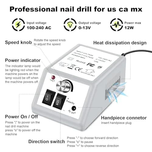 LAVAED Professional Electric Nail Drill Machine Kit 20000 RPM (165 Piece Set) | Low Noise Vibration for Acrylics & Pedicure thumbnail 2