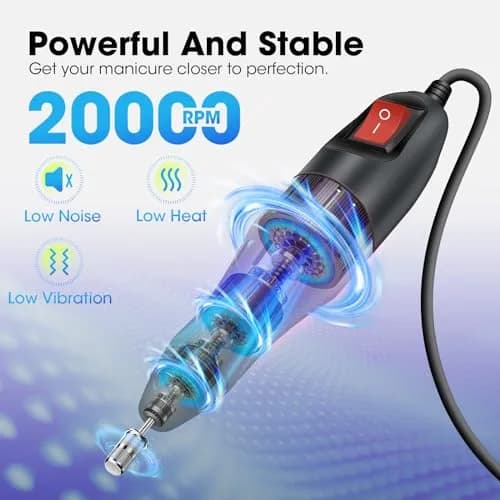 LAVAED Professional Electric Nail Drill Machine Kit 20000 RPM (165 Piece Set) | Low Noise Vibration for Acrylics & Pedicure thumbnail 3