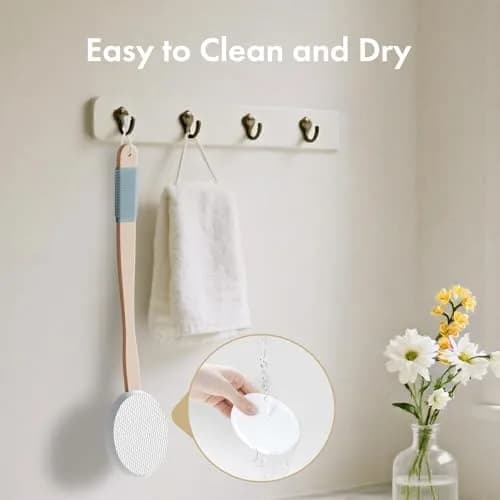 AmazerBath White Lotion Applicator with 4 Replacement Pads & 17" Curved Handle | Easy Back Lotion Application thumbnail 4