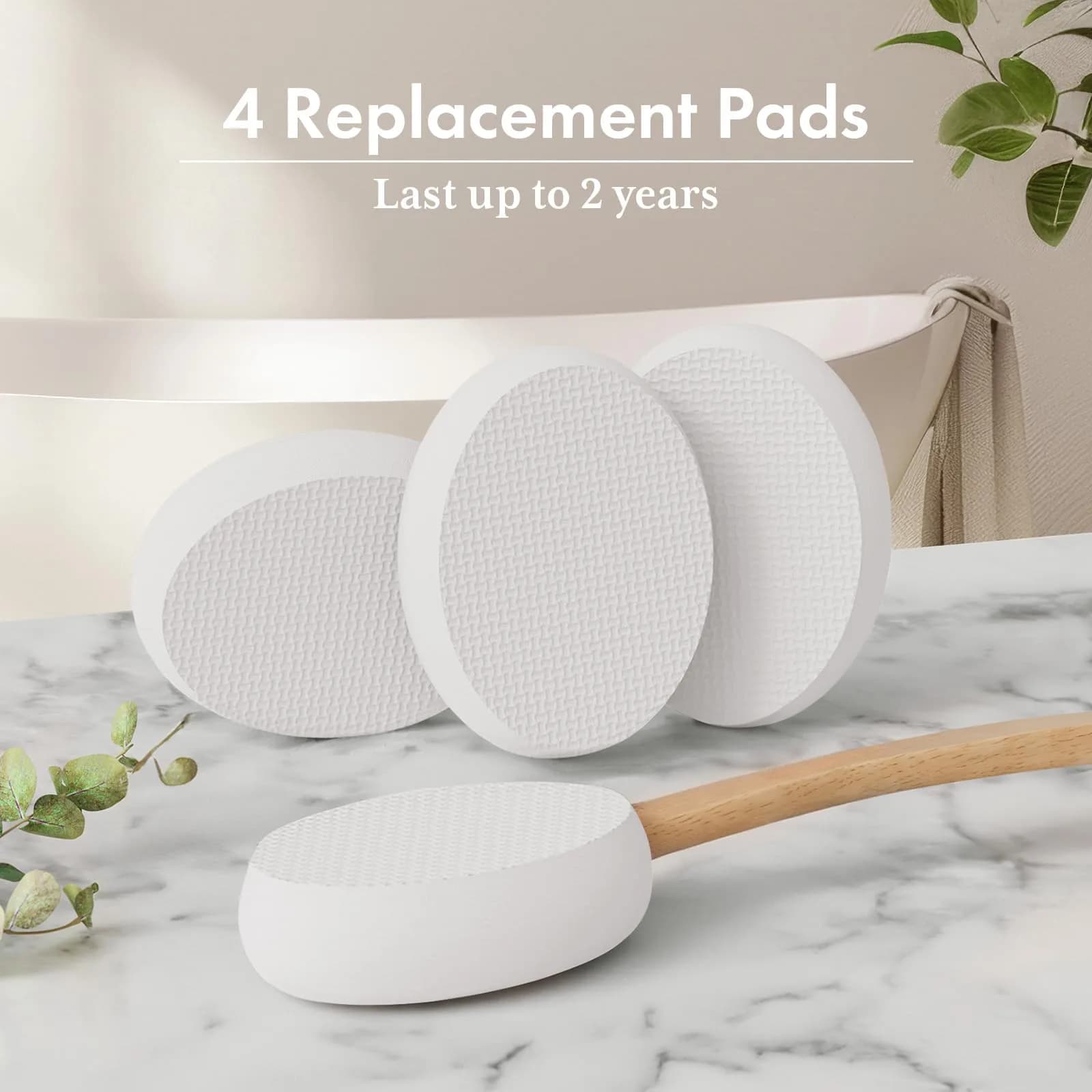AmazerBath White Lotion Applicator with 4 Replacement Pads & 17" Curved Handle | Easy Back Lotion Application - view 6
