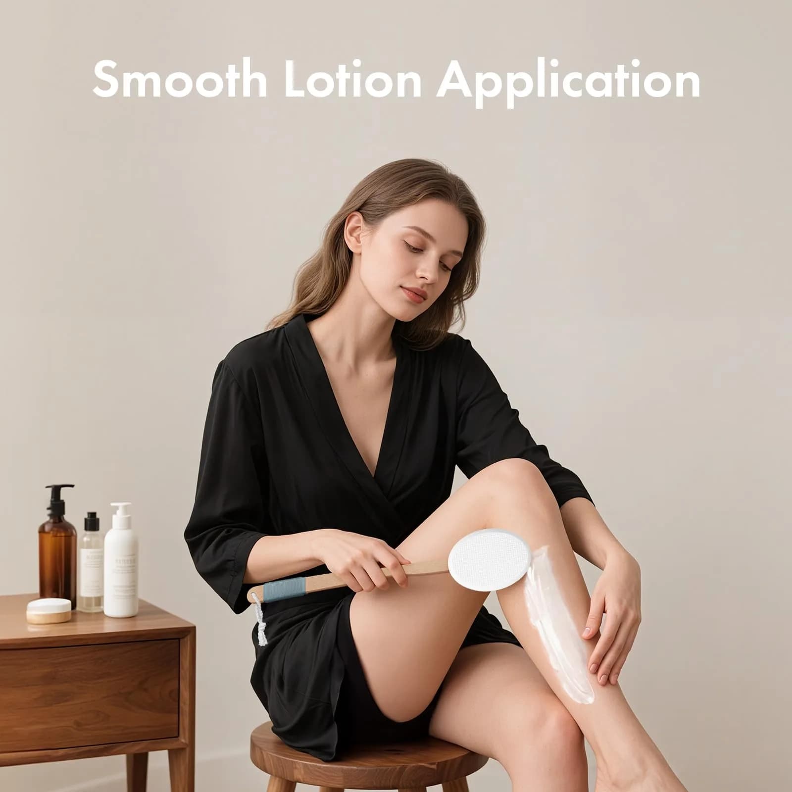 AmazerBath White Lotion Applicator with 4 Replacement Pads & 17" Curved Handle | Easy Back Lotion Application - view 7