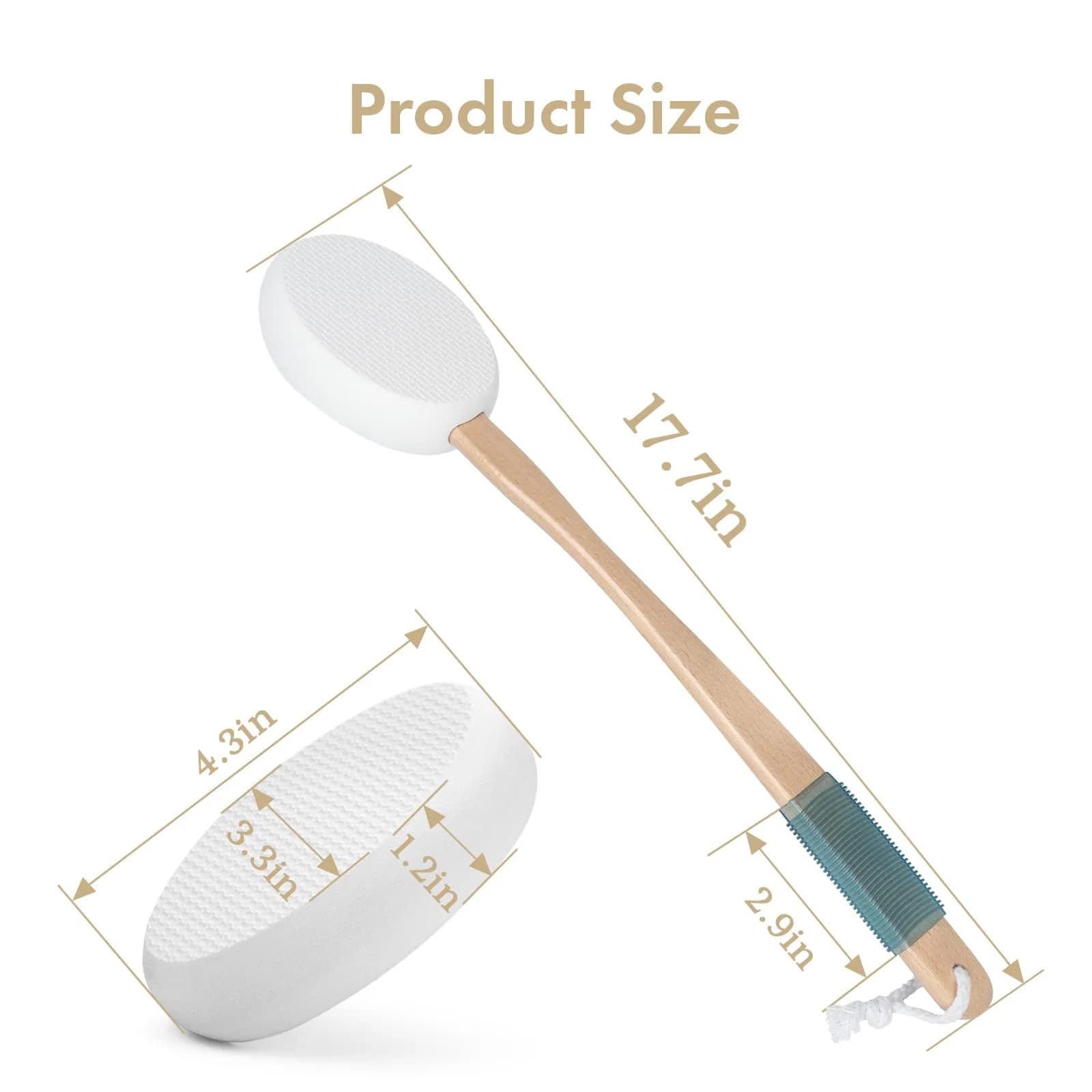 AmazerBath White Lotion Applicator with 4 Replacement Pads & 17" Curved Handle | Easy Back Lotion Application - view 2