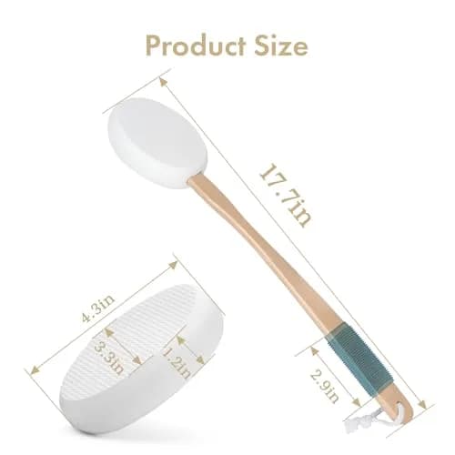 AmazerBath White Lotion Applicator with 4 Replacement Pads & 17" Curved Handle | Easy Back Lotion Application thumbnail 2