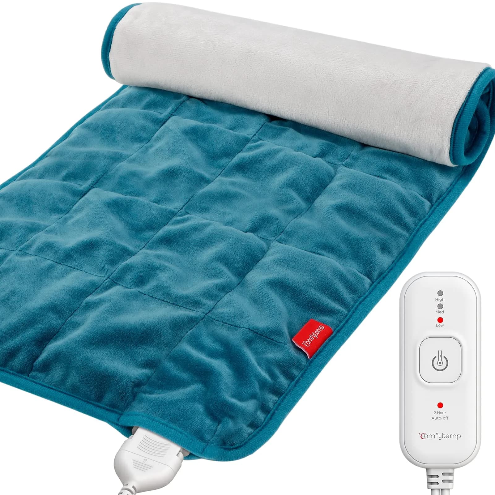 Comfytemp Weighted Heating Pad for Back & Period 12x24 in | Auto 2H Off, FSA Eligible