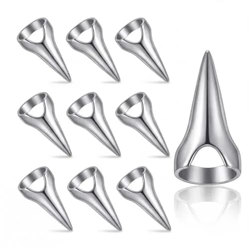 Hicarer 10 Pcs Metal Finger Claws Rings Full Finger Set Cosplay,Silver | Gothic Halloween Prop thumbnail 1