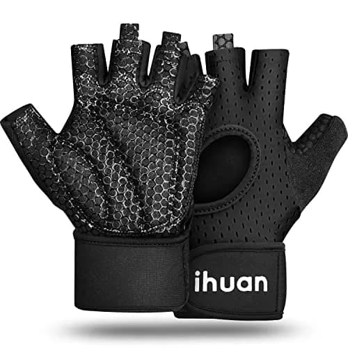 ihuan Breathable Weight Lifting Gloves with Wrist Support, Medium (Pair) | Enhanced Palm Protection for Gym Training thumbnail 1