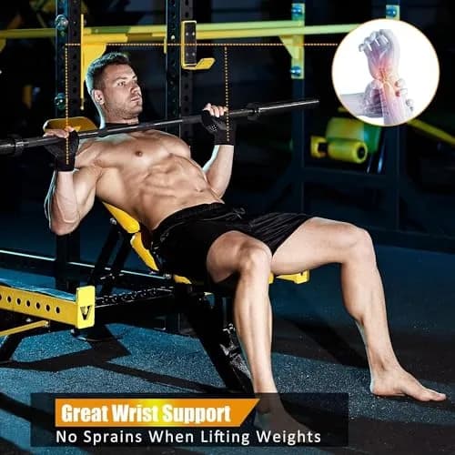 ihuan Breathable Weight Lifting Gloves Fingerless Workout Gym Gloves with Wrist Support Small Black | Enhanced Grip & Palm Protection thumbnail 3