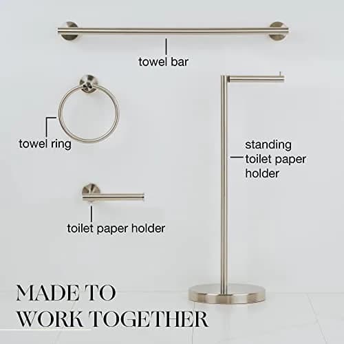MARMOLUX ACC Free Standing Toilet Paper Holder Stand, Brushed Steel | Modern & Durable Bathroom Storage thumbnail 8