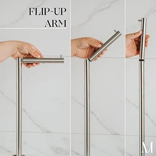 MARMOLUX ACC Free Standing Toilet Paper Holder Stand, Brushed Steel | Modern & Durable Bathroom Storage thumbnail 3