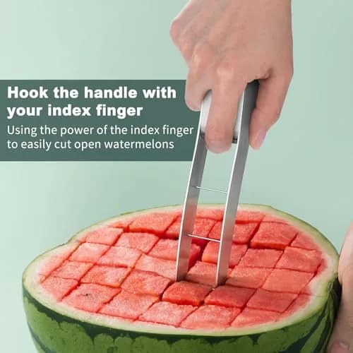 choxila Watermelon Cutter Slicer 9.44in Stainless Steel | Safe Cube Maker for Kitchen thumbnail 2