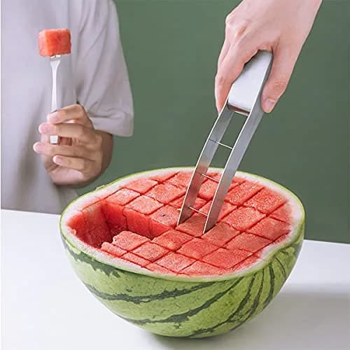 choxila Watermelon Cutter Slicer 9.44in Stainless Steel | Safe Cube Maker for Kitchen thumbnail 3
