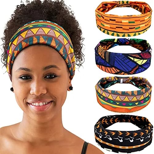 WILLBOND 4 Pcs African Headbands Wide Knotted for Women, Vintage Series | Vibrant Boho & African Style Patterns thumbnail 1
