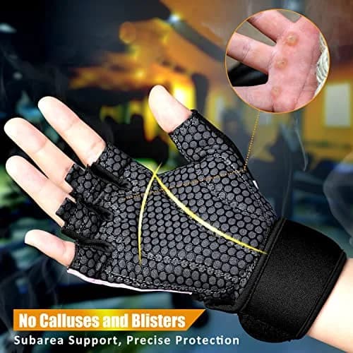 ihuan Breathable Weight Lifting Gloves: Fingerless Workout Gym | Wrist Support | Enhance Palm Protection | Extra Grip for Fitness thumbnail 7