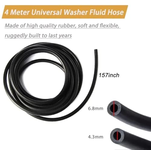 JAMCARI Windshield Washer Hose Kit 4 Meter (157 Inch) with 12 Connectors | Universal Car Water Pump and Nozzle Installation thumbnail 2