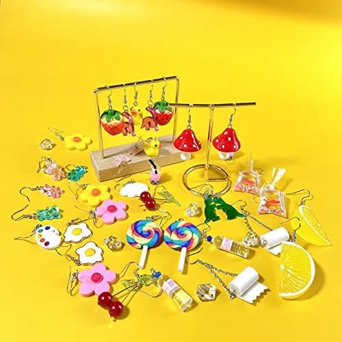 MGGFBLEY 20 Pairs Fun Dangle Earrings Set | Cartoon & Food Themes thumbnail 2