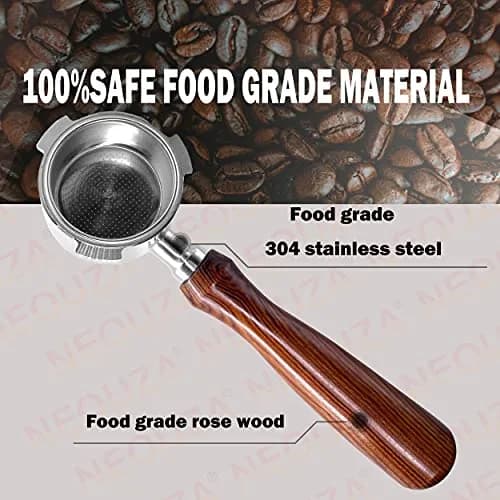 NEOUZA 51mm Bottomless Portafilter with Rosewood Handle | Includes Basket, Spoon, Mat, Brushes (1-Pack) thumbnail 5