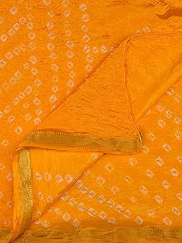 DUPATTA BAZAAR Women's Yellow Bandhini Silk Dupatta | Versatile 2.4m Silk Accessory thumbnail 6