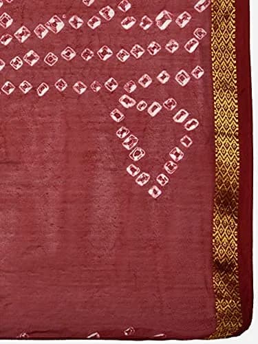 DUPATTA BAZAAR Women's Maroon Bandhini Silk Dupatta | Versatile 2.4m Silk Accessory thumbnail 6