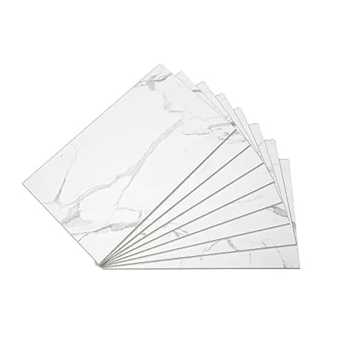 Palisade 25.6 in. x 14.8 in. Vinyl Wall Tiles in Carrara Marble (8 Pack) | Elegant DIY Natural Stone Look thumbnail 1