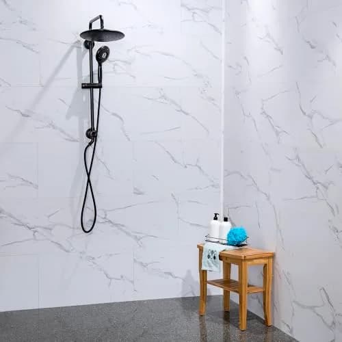 Palisade 25.6 in. x 14.8 in. Vinyl Wall Tiles in Carrara Marble (8 Pack) | Elegant DIY Natural Stone Look thumbnail 2