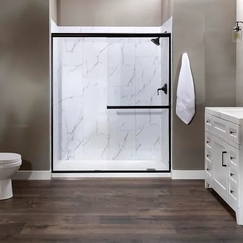 Palisade 25.6 in. x 14.8 in. Vinyl Wall Tiles in Carrara Marble (8 Pack) | Elegant DIY Natural Stone Look thumbnail 3