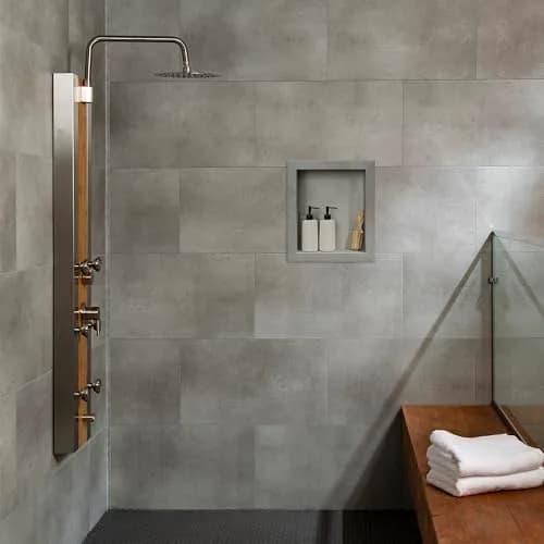 Palisade 25.6 in. x 14.8 in. Vinyl Wall Tiles in Frost Nickel | Waterproof, Easy DIY Installation thumbnail 3