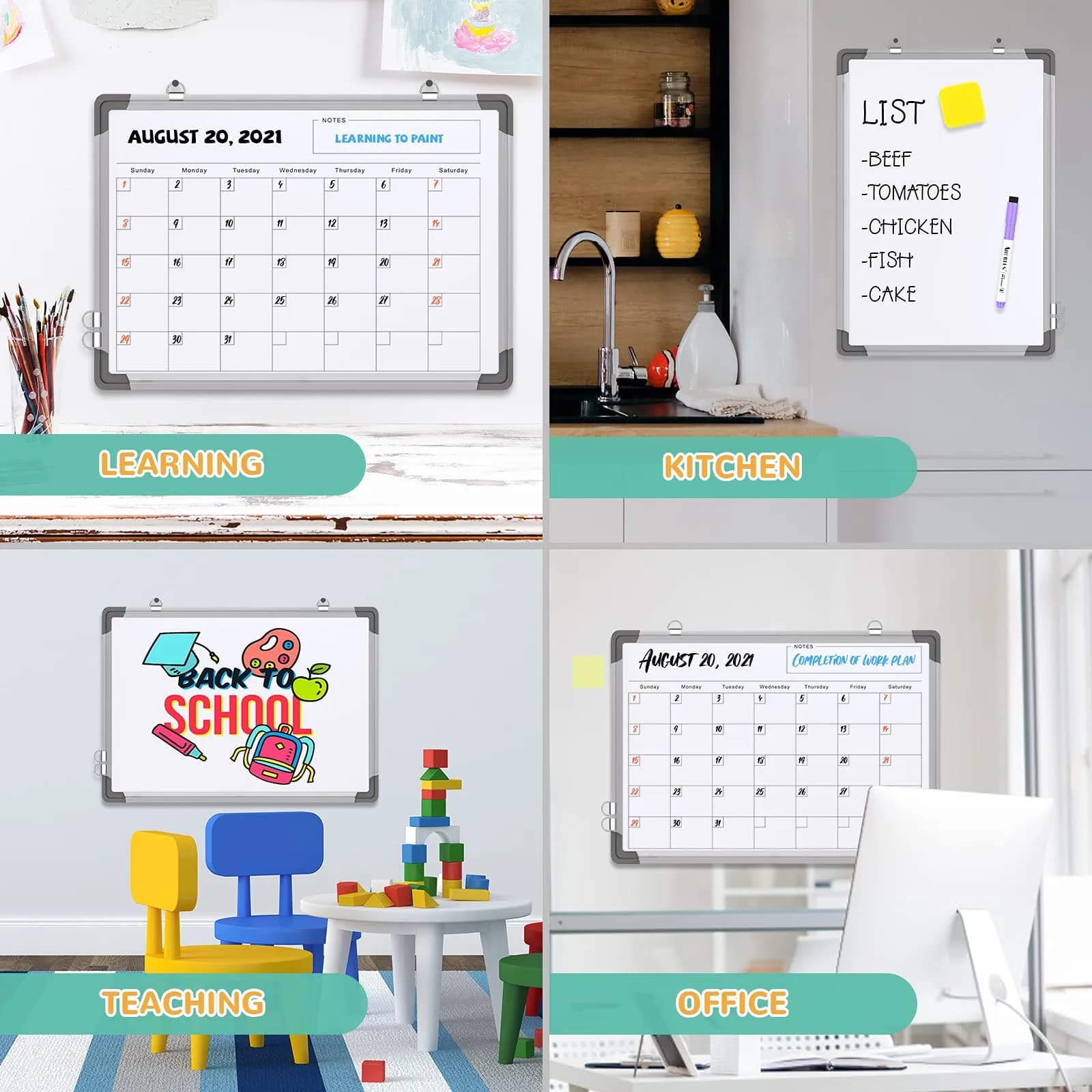 ABERLLS Monthly Calendar Whiteboard 16 x 12 Inches | Magnetic Dry Erase Board for Wall - view 3