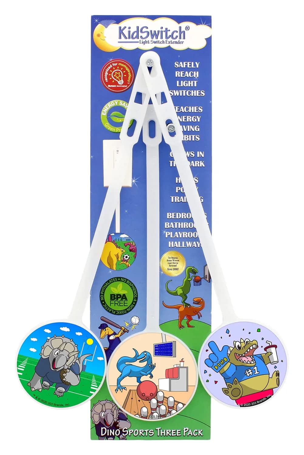 Kidswitch Laurie Berkner Lightswitch Extension | Toddler Safety & Energy Saving (70-120 chars) — Dinosaur