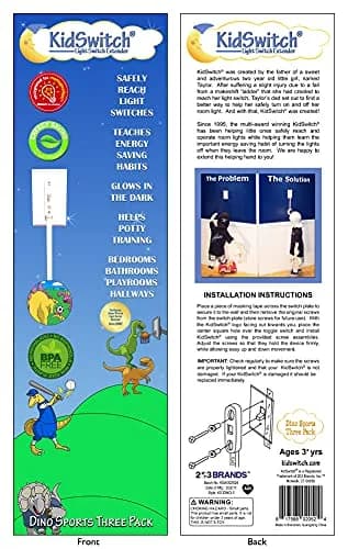Kidswitch Dinosaur Light Switch Extender (3 Pack) | Glow in the Dark, Easy Install, Award-Winning thumbnail 5