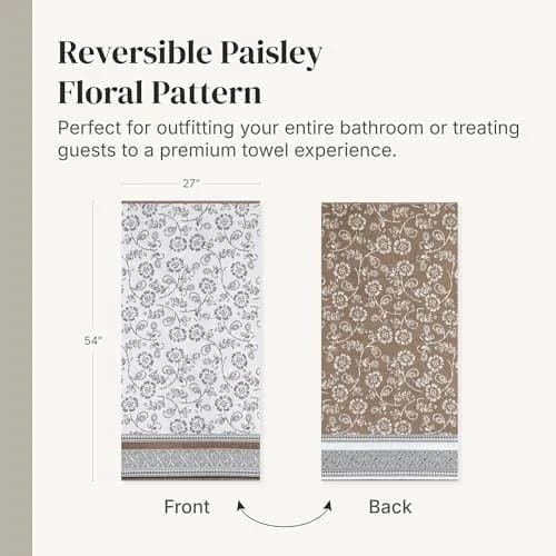 Modern Threads 6 Piece Cotton Bath Towel Set – Reversible Floral Trail, 27x54 & 16x28 Inches, Extra Soft & Absorbent thumbnail 6