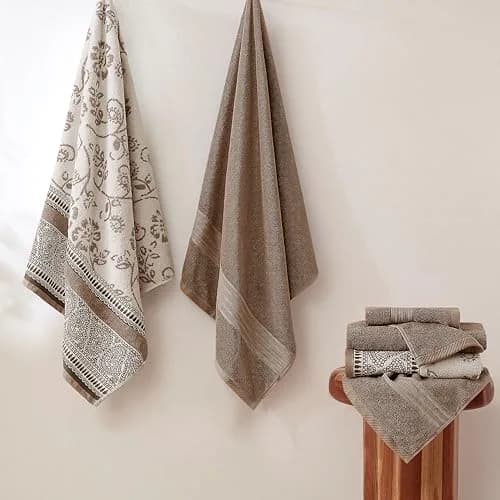 Modern Threads 6 Piece Cotton Bath Towel Set – Reversible Floral Trail, 27x54 & 16x28 Inches, Extra Soft & Absorbent thumbnail 2