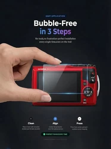 iDaPro Screen Protector for Olympus TG-7/TG-6/TG-5/TG-4 | 9H Tempered Glass, Waterproof, 3 Pack thumbnail 6