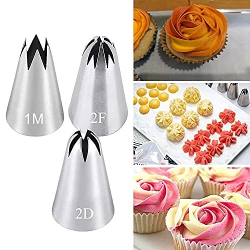 Bmaacye Icing Piping Tip Set,3 Large Decorating Tips Stainless Steel | Cake & Cupcake Decorating Tools thumbnail 1