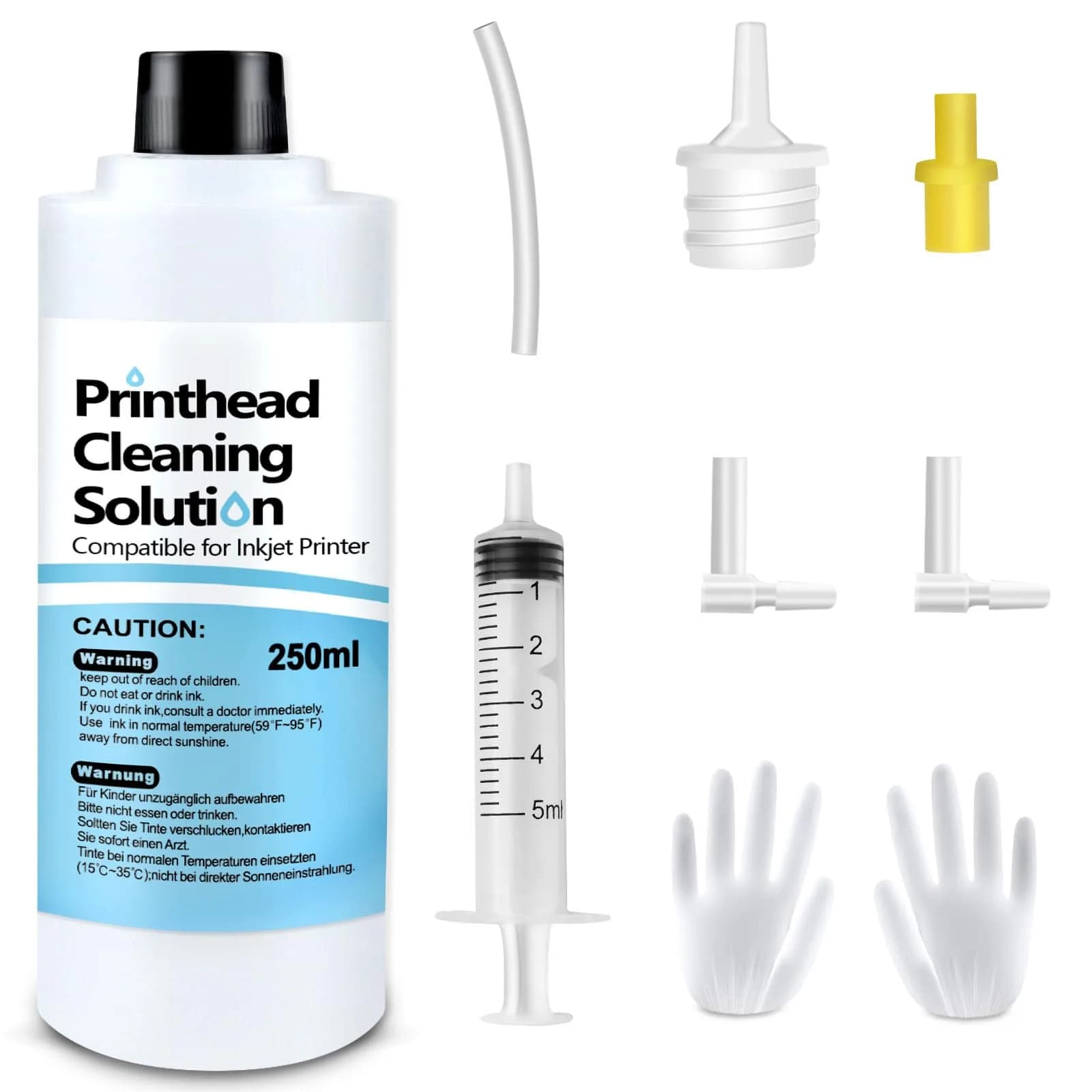 Absonic Printhead Cleaning Kit 250ml (8.45 Fl Oz) | Universal Inkjet Printer Head Cleaner for Epson, HP, Canon, Brother