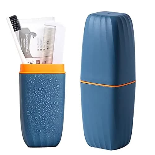 CMREAEC Travel Toothbrush Cup Case | Portable, BPA-Free, Recyclable, Dark Blue thumbnail 1