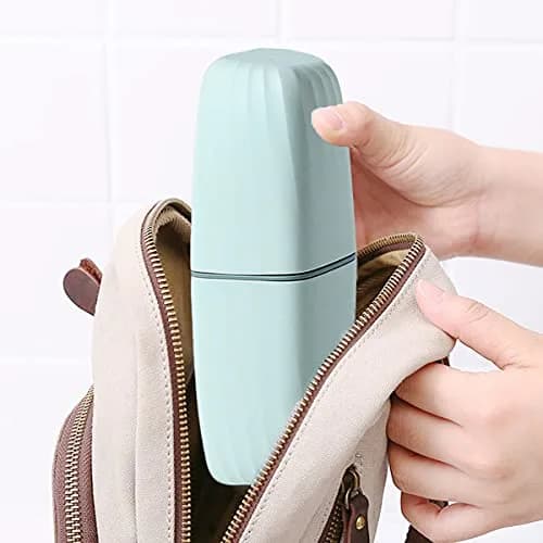 CMREAEC Travel Toothbrush Cup Case | Portable, BPA-Free, Recyclable, Dark Blue thumbnail 5
