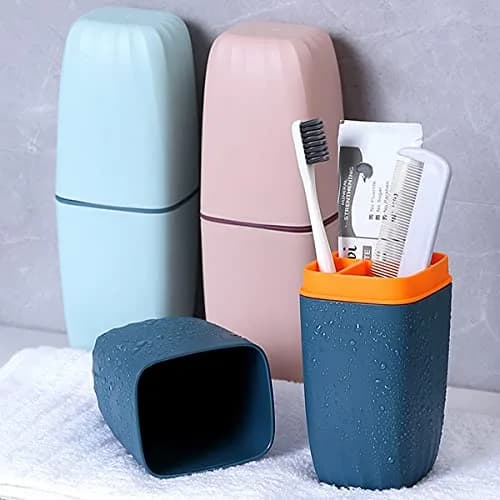 CMREAEC Travel Toothbrush Cup Case | Portable, BPA-Free, Recyclable, Dark Blue thumbnail 6