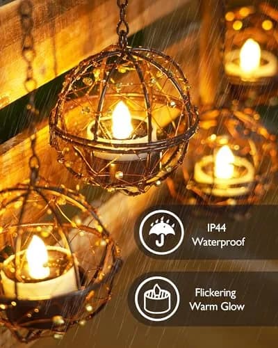 Homemory 8-Pack Solar Tea Lights Outdoor Waterproof, Dusk to Dawn Candles | Rechargeable Flameless Flickering LED Votive Candles thumbnail 3