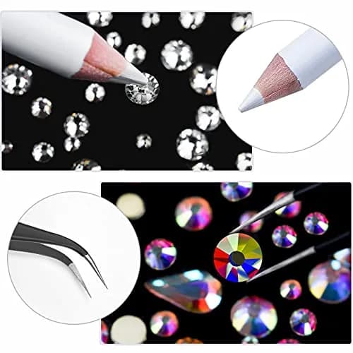 HUETFAT Nail Art Rhinestones Kit 2400pcs | Flatback Crystal AB & White, 6 Sizes (1.5-4.5 mm) for Nail & Craft Decor thumbnail 4