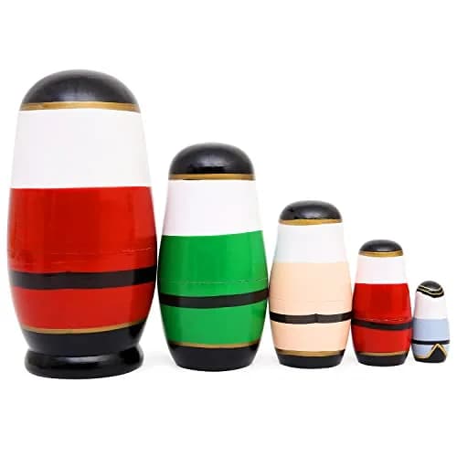Moonmo 5pcs Nutcracker Wooden Nesting Dolls | Handmade Traditional Matryoshka Set thumbnail 4
