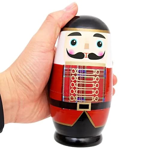 Moonmo 5pcs Nutcracker Wooden Nesting Dolls | Handmade Traditional Matryoshka Set thumbnail 6
