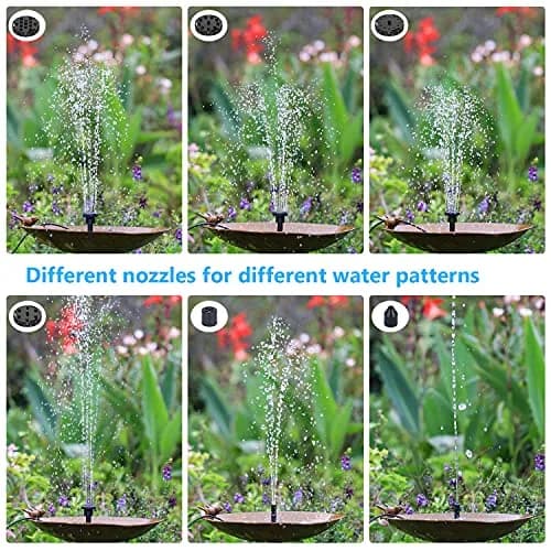 AISITIN 2.5W Solar Fountain Pump Kit with 6 Nozzles & 4ft Hose | Bird Bath, Pond, Garden Water Feature thumbnail 5