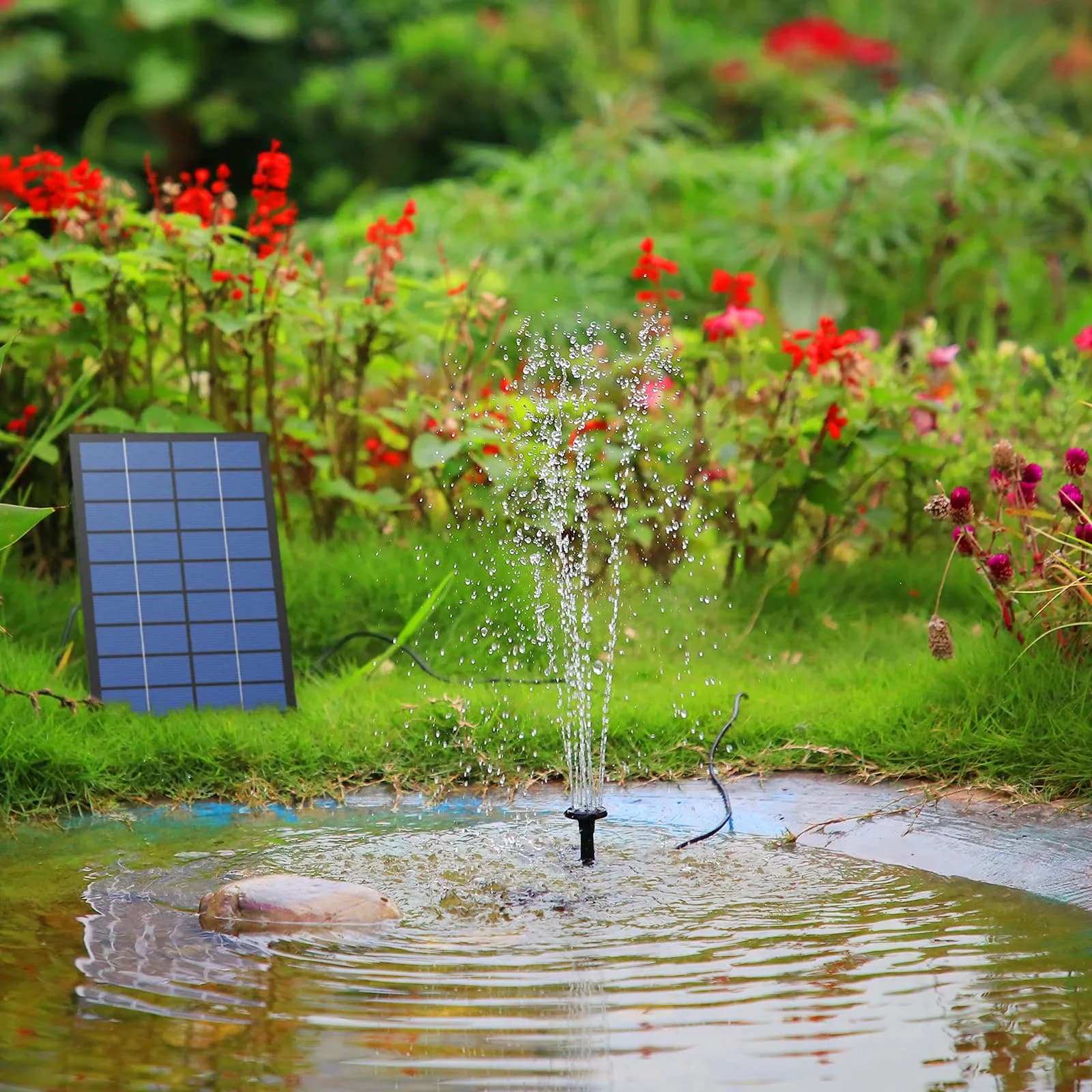 AISITIN 2.5W Solar Fountain Pump Kit with 6 Nozzles & 4ft Hose | Bird Bath, Pond, Garden Water Feature - view 3