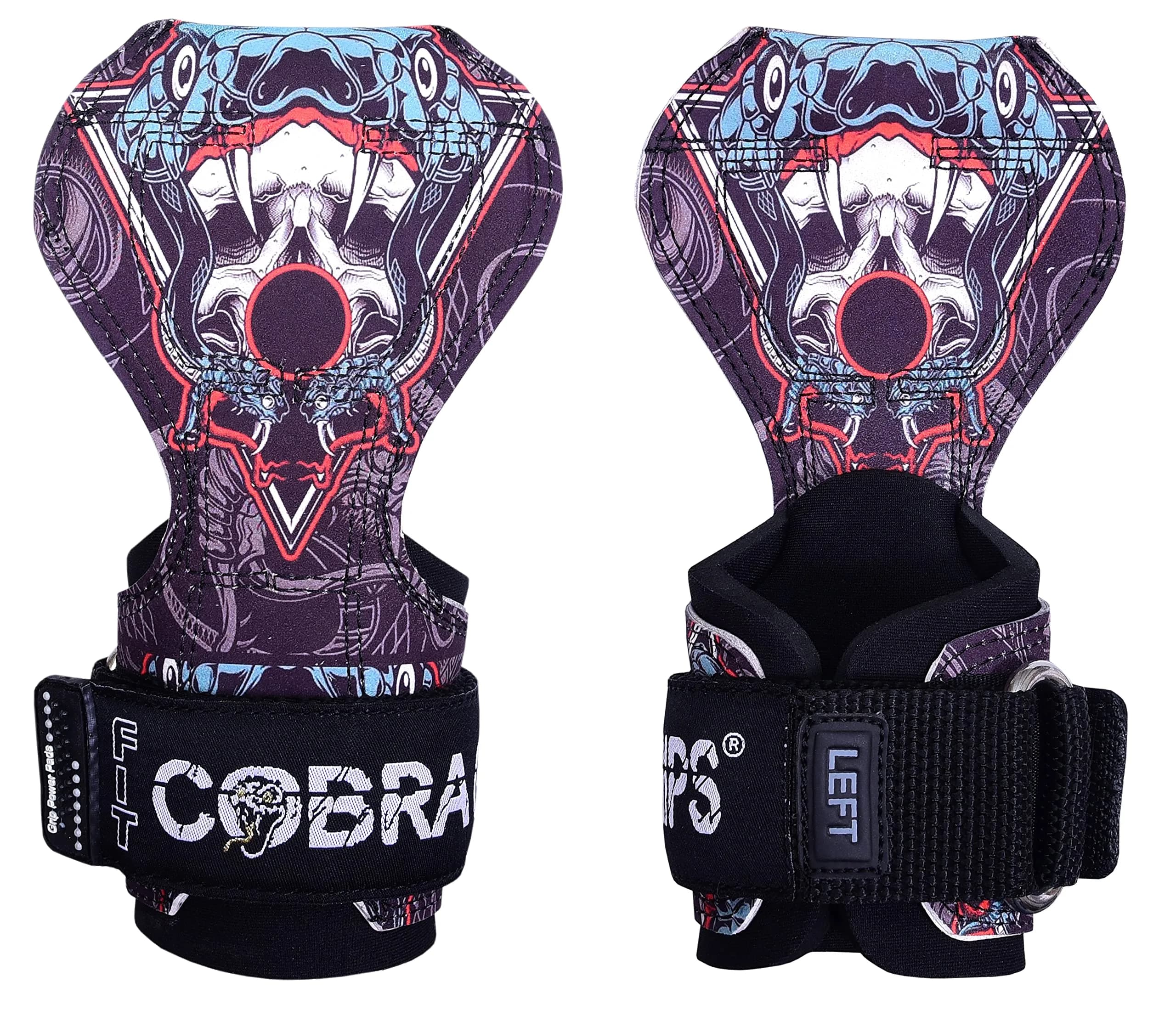 Cobra Grips Weight Lifting Gloves with Adjustable Neoprene Padded Wrist Wraps - Heavy Duty Alternative to Power Lifting Hooks for Deadlifts (FIT Fang-Sub-LA) 6mm - view 2