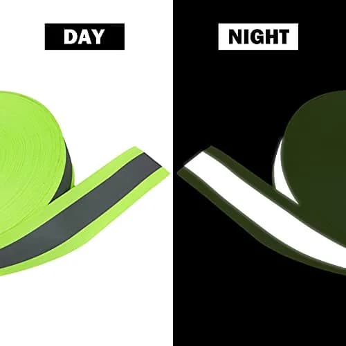 TCCFCCT High Visibility Reflective Tape Strip, Fabric Fluorescent Safety Tape, 2'' x 66ft Sew-on Warning Safety Trim for Clothing, School Bags, Raincoats, Green thumbnail 3